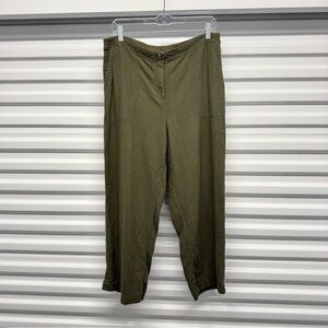 J.Jill Olive Linen Blend Cropped Wide Leg Pants Size M